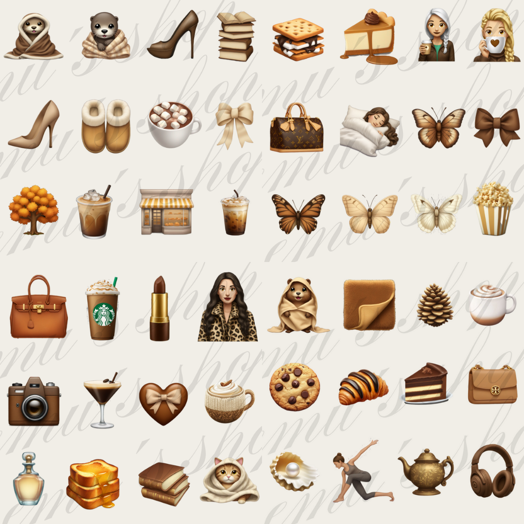 【再販OKなアレンジ素材】Brown Emoji Stickers120+
