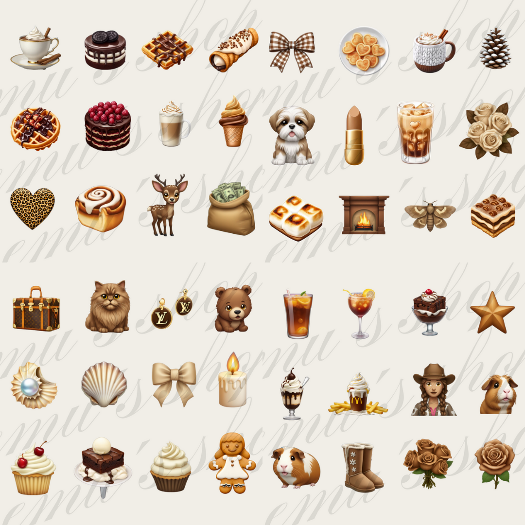 【再販OKなアレンジ素材】Brown Emoji Stickers120+