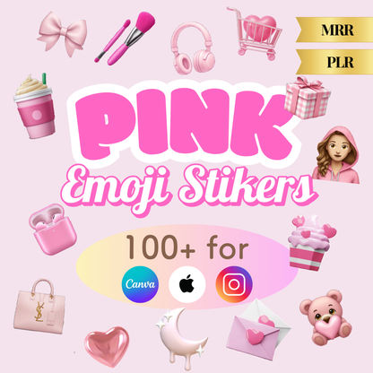 【再販OKなアレンジ素材】Pink Emoji Stickers100+